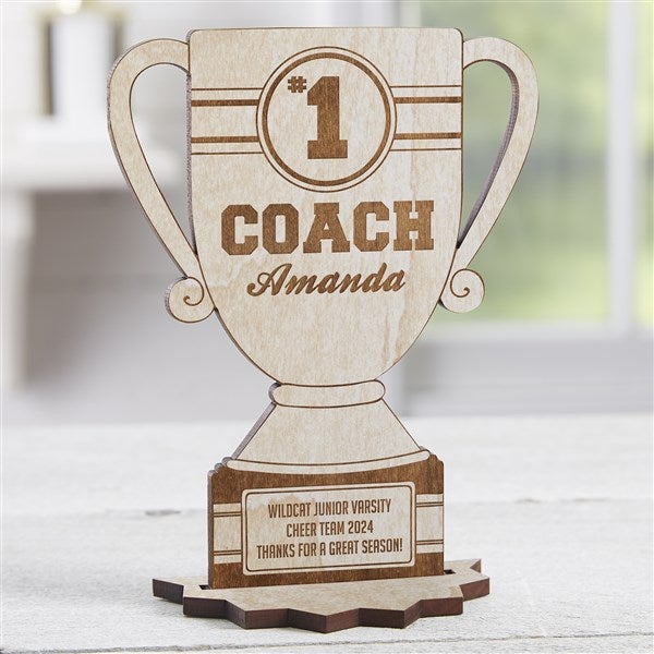 #1 Coach Trophy Personalized Wooden Trophy Keepsake - 23245