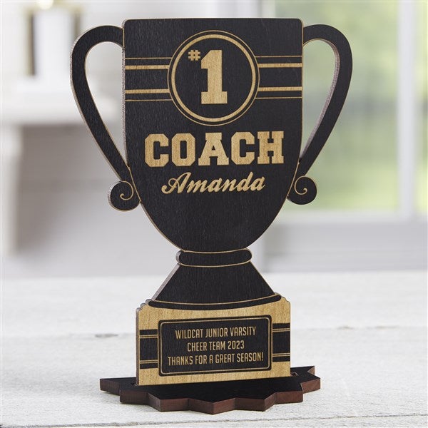 #1 Coach Trophy Personalized Wooden Trophy Keepsake - 23245