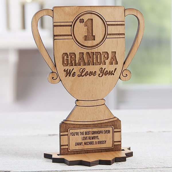 #1 Grandpa Trophy Personalized Wooden Trophy Keepsake - 23246