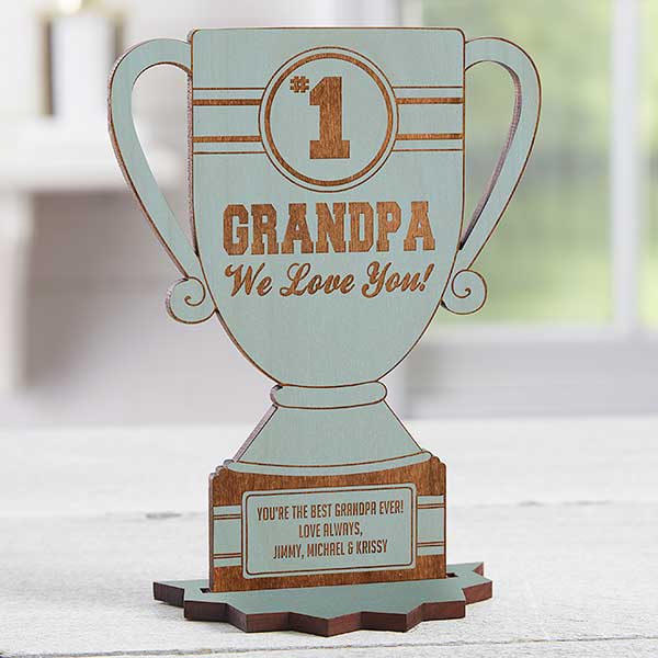 #1 Grandpa Trophy Personalized Wooden Trophy Keepsake - 23246