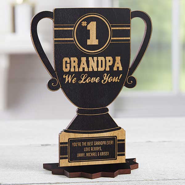 #1 Grandpa Trophy Personalized Wooden Trophy Keepsake - 23246