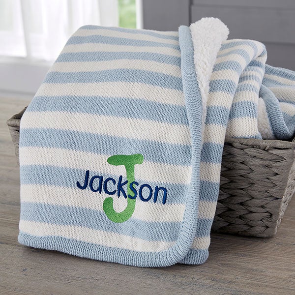 Personalized Knit Baby Blankets - Name & Initial - 23247