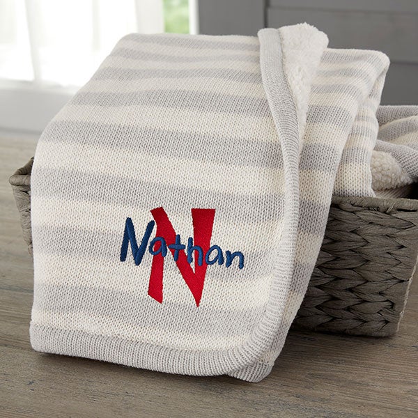 Personalized Knit Baby Blankets - Name & Initial - 23247