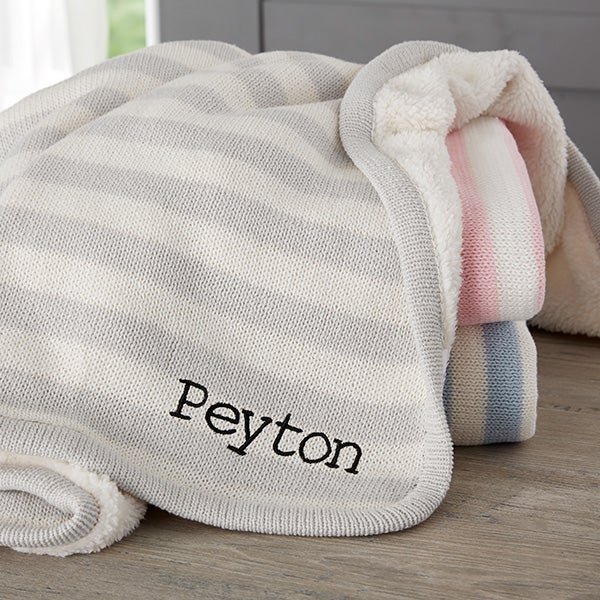 Custom Embroidered Knit Baby Blankets Name, Monogram, Initial
