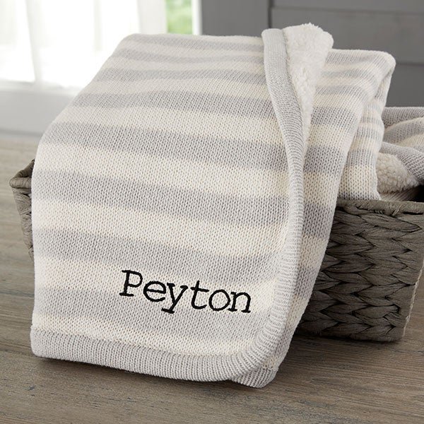 Custom Embroidered Knit Baby Blankets Name Monogram Initial