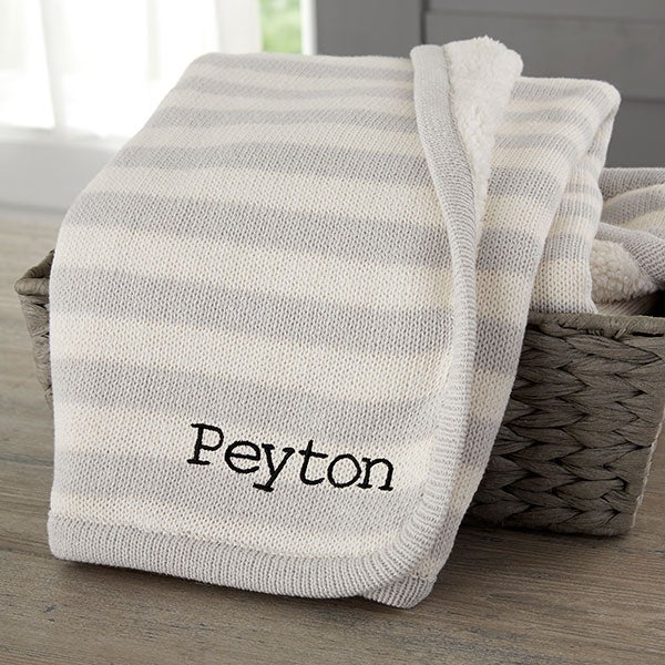 Custom Embroidered Knit Baby Blankets - Name, Monogram, Initial - 23248