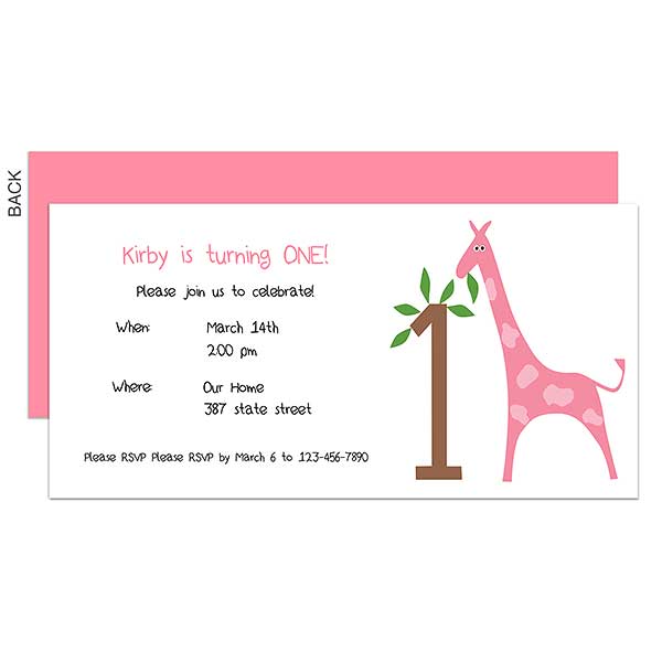 Giraffe First Birthday Party Invitation Giraffe First Birthday Party Invitation