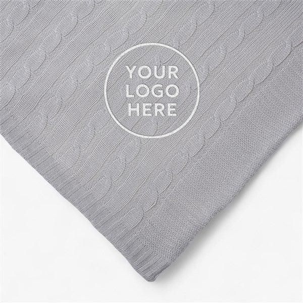 Personalized Logo Cable Knit Throw Blanket - 23311