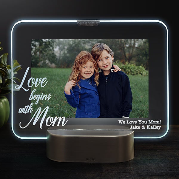 Personalized LED Picture Frame - Love Begins With Mom - 23323
