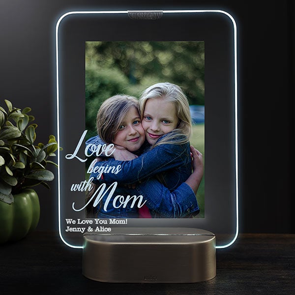 Personalized LED Picture Frame - Love Begins With Mom - 23323