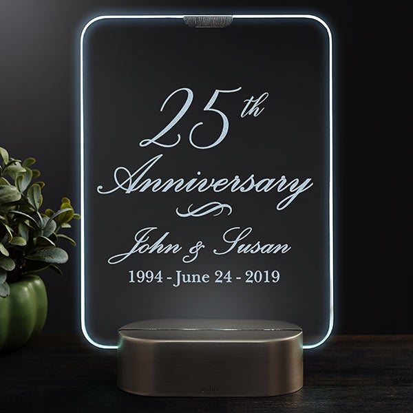 Personalized Light Up LED Glass Anniversary Keepsake - 23352