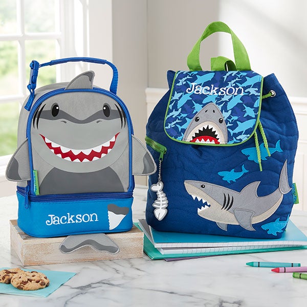 Personalised Kids Backpack Any Name Shark Design Boys Childrens School Bag 5