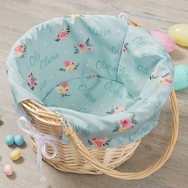 Personalized Baby Girl Easter Baskets Floral Baby