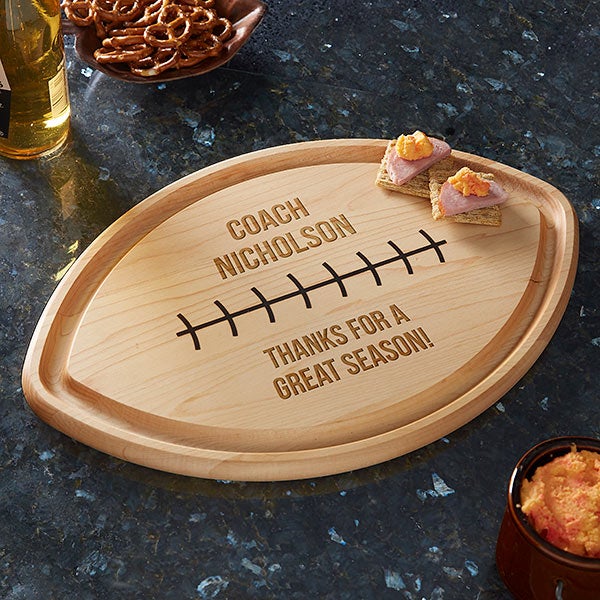 Personalized Football Shaped Cutting Board - Coach Gift - 23386