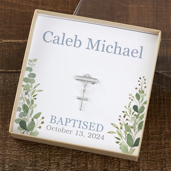 Baptism Pin with Personalized Message Card
