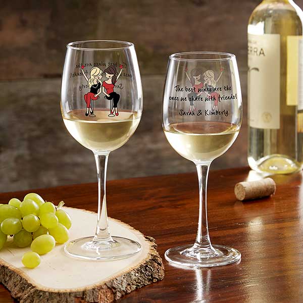 Best Friend Wine Lover Personalized White Wine Glasses For Her