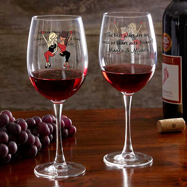 Best Friend Wine Lover Personalized Red Wine Glasses For Her