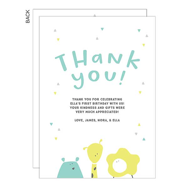 Kid Animals Personalized Kids Birthday Thank You Cards Kid Animals Personalized Kids Birthday Thank You Cards