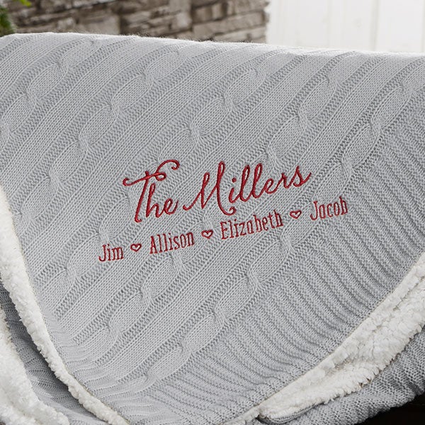 Personalized Cable Knit Throw Blankets - Family Love - 23476