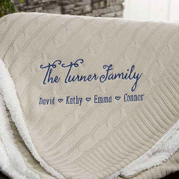 Personalized Cable Knit Throw Blankets - Family Love - 23476
