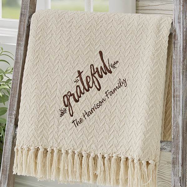 Personalized Embroidered Afghan Throw - Cozy Home - 23478