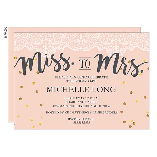 From Miss To Mrs Party Invitation