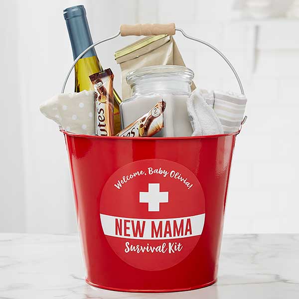 New Mom Survival Kit Personalized Metal Bucket - 23519