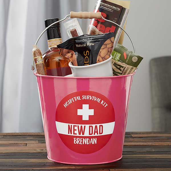 New Dad Survival Kit Personalized Metal Bucket - 23520