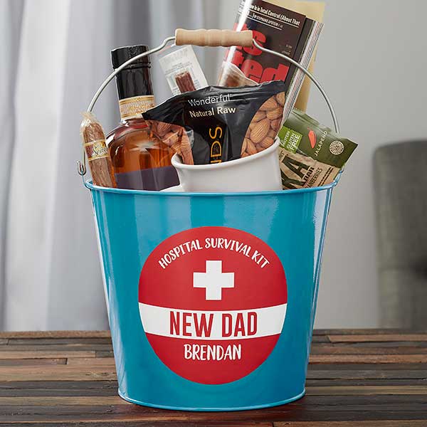New Dad Survival Kit Personalized Metal Bucket - 23520