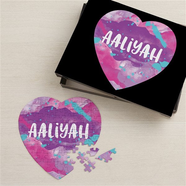 Personalized Name Puzzle - Watercolor Heart - 23524