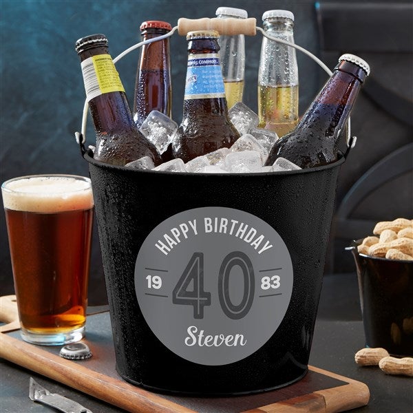 Personalized Metal Gift Bucket - Modern Birthday - 23539