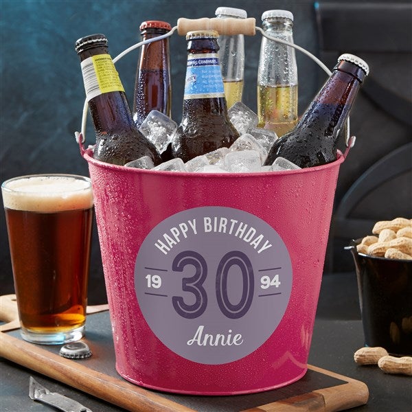Personalized Metal Gift Bucket - Modern Birthday - 23539
