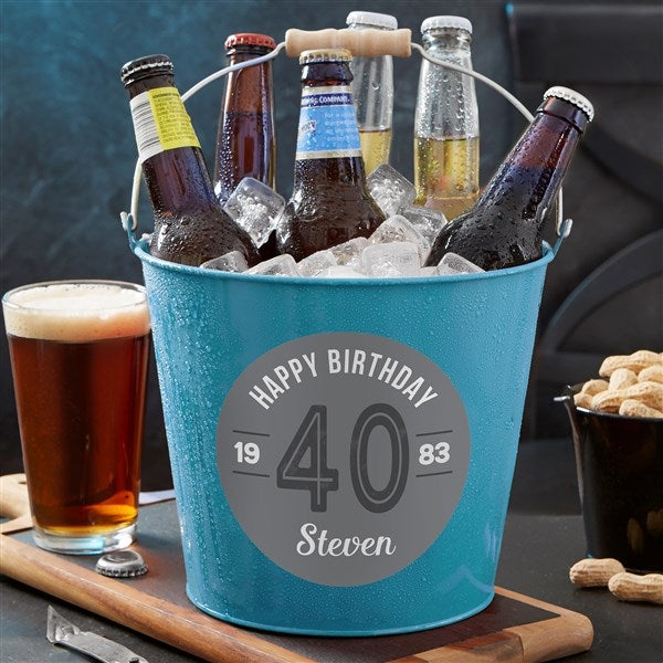 Personalized Metal Gift Bucket - Modern Birthday - 23539