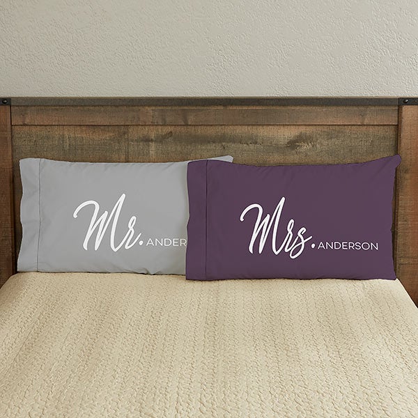 Stamped Elegance Wedding Personalized Pillowcase Set - 23554