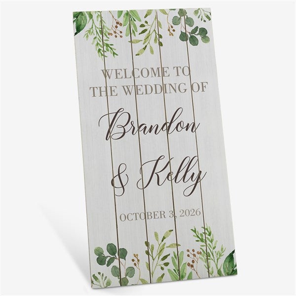 Personalized Standing Wood Wedding Sign - Laurels of Love - 23581
