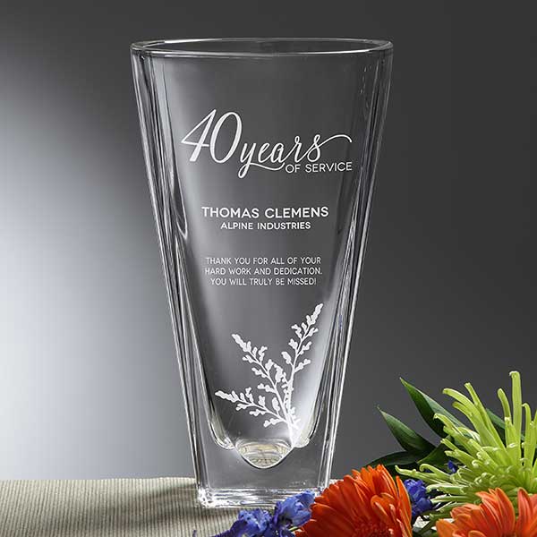 Leaving  Gift Present Personalised 22cm Rectangle Vase Long Service 
