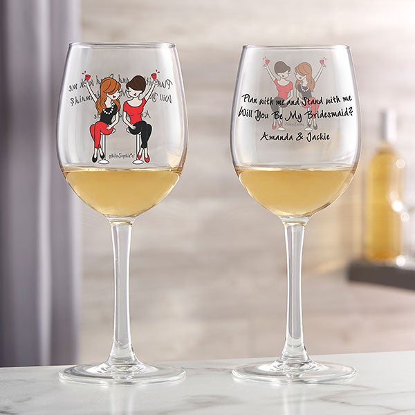 Personalized Bridesmaid Wine Glasses - Bridesmaid Wine Lover - 23610