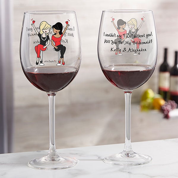 Personalized Bridesmaid Wine Glasses - Bridesmaid Wine Lover - 23610