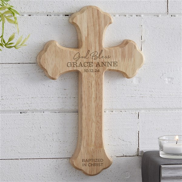 Christening Day Engraved Wood Cross