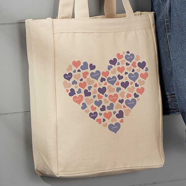 Personalized Canvas Tote Bags Heart Of Hearts
