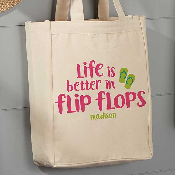 Life Is Better In Flip Flops Personalized Canvas Tote Bags - 23653