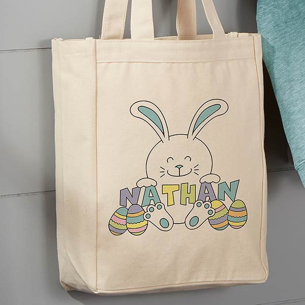Easter Bunny Personalized Small Canvas Tote Bag