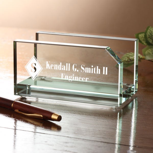 Personalized Executive Glass Business Card Holder - 2370