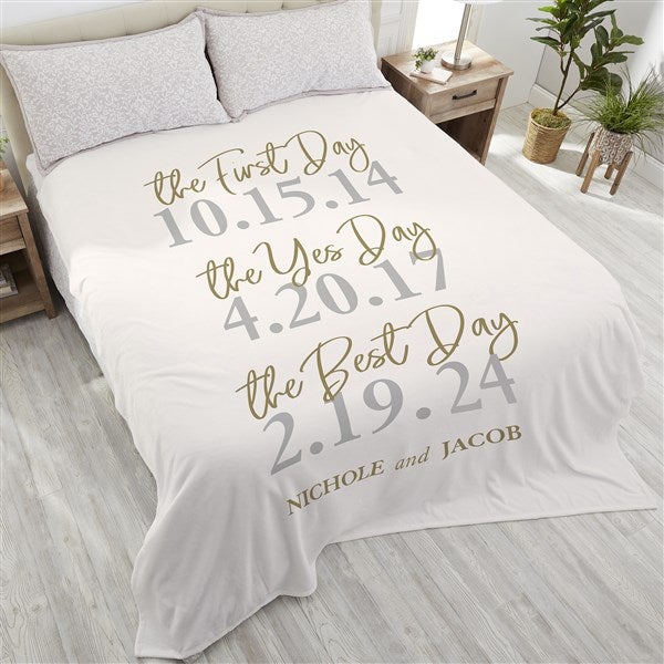 The Best Day Personalized 90x108 Plush King Fleece Wedding Blanket