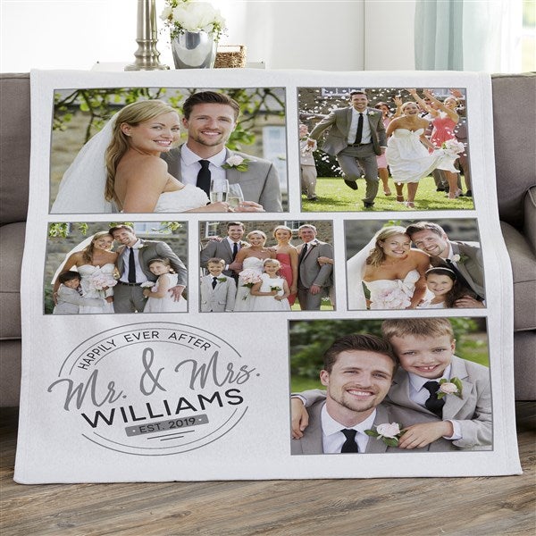 Personalized Wedding Photo Blanket - Stamped Elegance - 23756