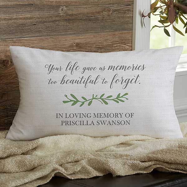 Personalized Memorial Photo Throw Pillows - Botanical Memorial - 23759