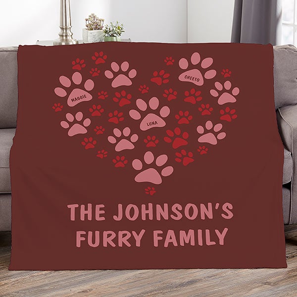 Personalized Dog Blankets - Paws On My Heart - 23761