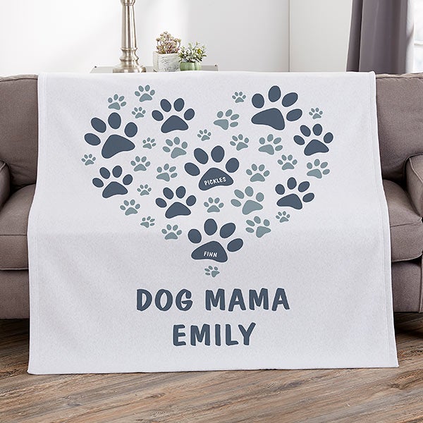 Personalized Dog Blankets - Paws On My Heart - 23761