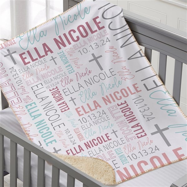 Baby Girl's Christening Day Personalized Baby Blankets - 23766