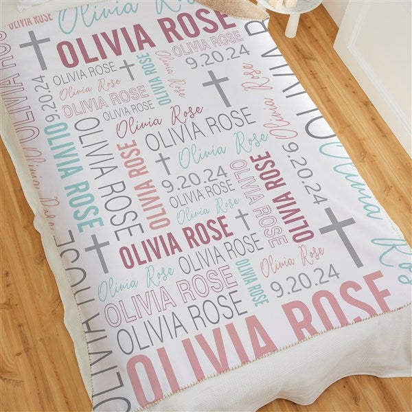 Baby Girl's Christening Day Personalized Baby Blankets - 23766